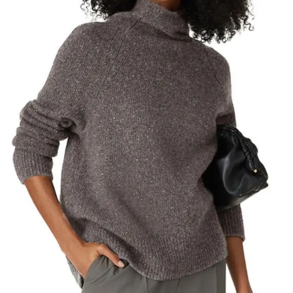 Vince Sweaters - VINCE 100% Cashmere  Mock Turtleneck Sweater Donegal Gray Brown Small